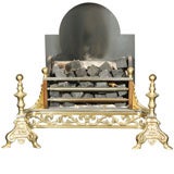 Antique Combination  Fireplace  Andirons  And  Coal  Basket