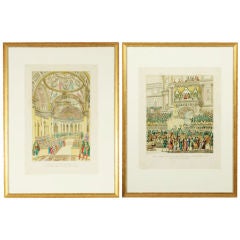 Pair  of French Lithographs of Paris Tuileries