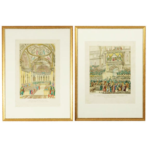 Pair  of French Lithographs of Paris Tuileries For Sale