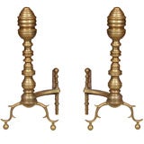 Beehive  Style  Brass  Antique  Andirons