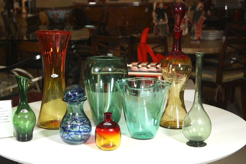 Collection  Of  Blown  Art  Glass  Vases  &  Jars