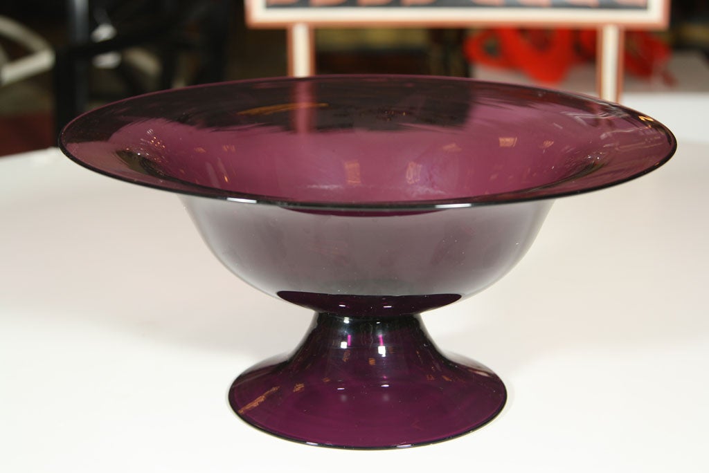 American PAIRPOINT  AMETHYST BLOWN  GLASS  COMPOTE