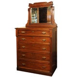 Antique Walnut Highboy Dresser with Mirror, Victorian Eastlake