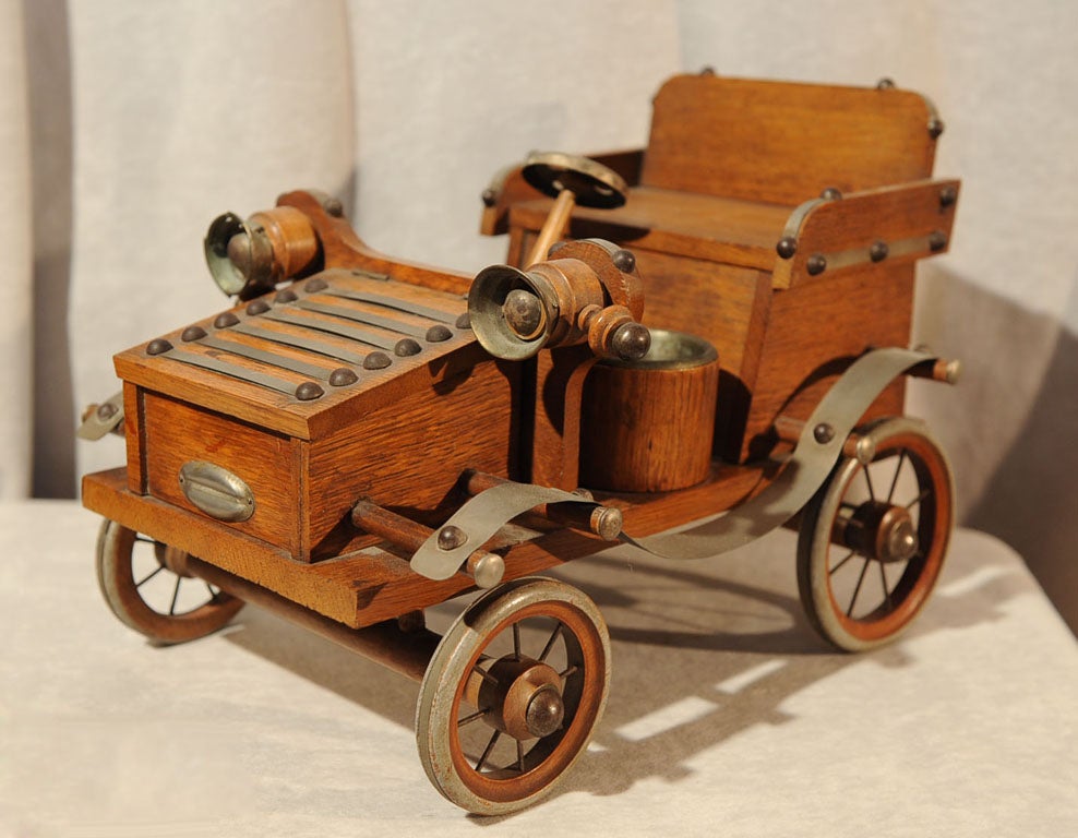 Oak Tobacco Caddy/Antique Car