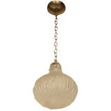Frosted Murano Glass Bulb Form "veined" Pendant Ceiling Fixture