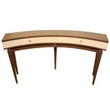 Demilune gray and ivory lacquered wood console