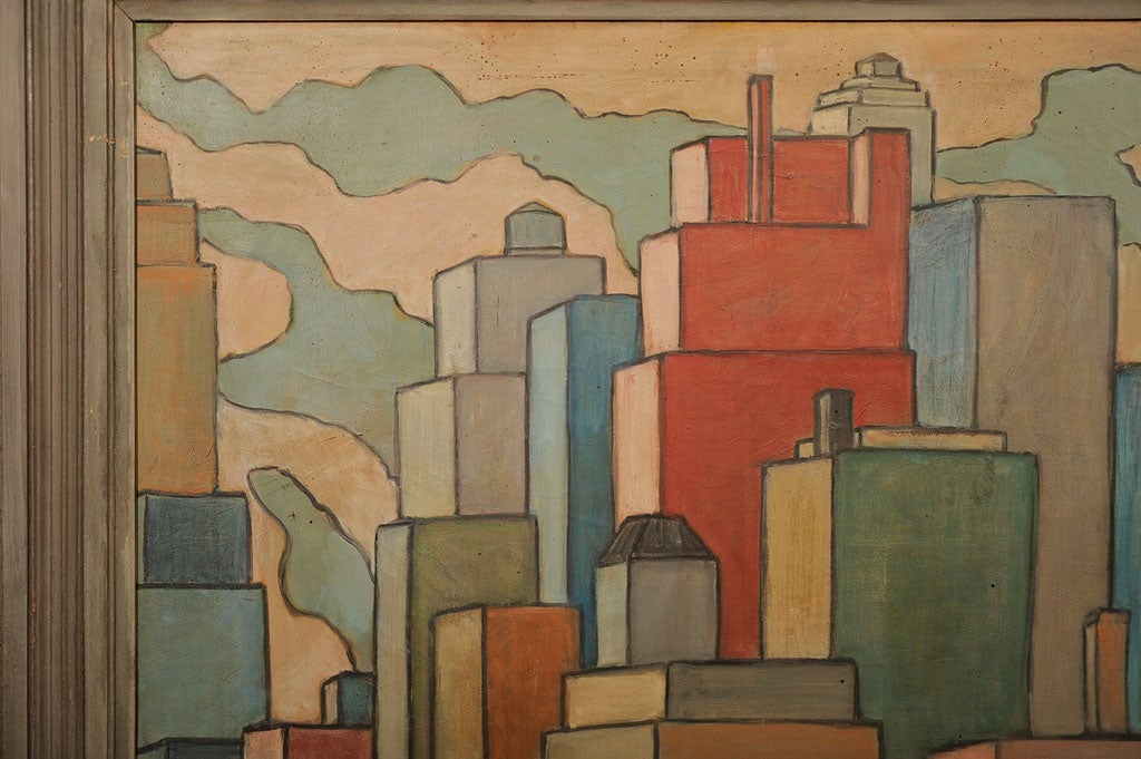 Cityscape by Helen Auer In Excellent Condition In New Rochelle, NY