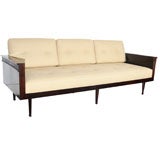 Dark Wood Framed Sofa w/Greek key Detailing