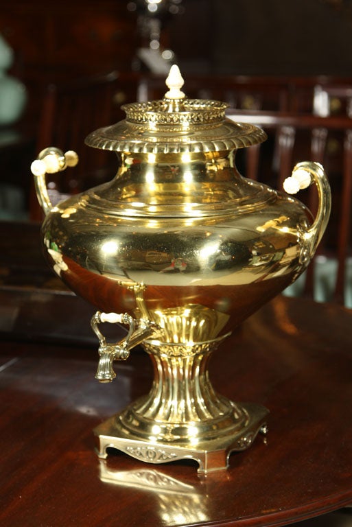 English Brass Hot Water Urn For Sale