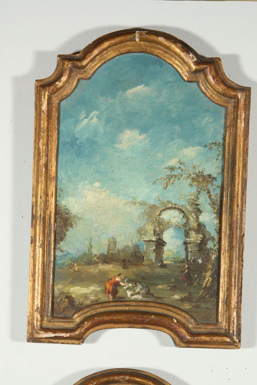 Carved Pair of Italian Paintings For Sale