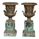 Pair of Bronze Urns