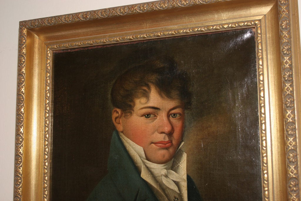 French Oil Painting of Young Man Empire Period France 