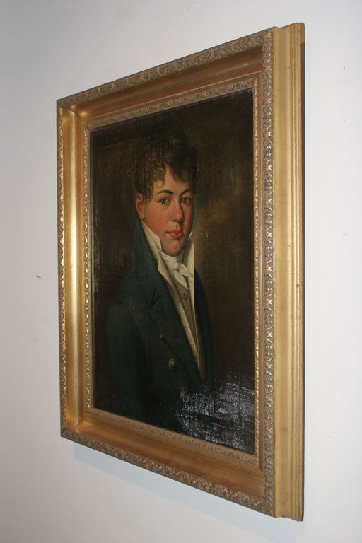 19th Century Oil Painting of Young Man Empire Period France 