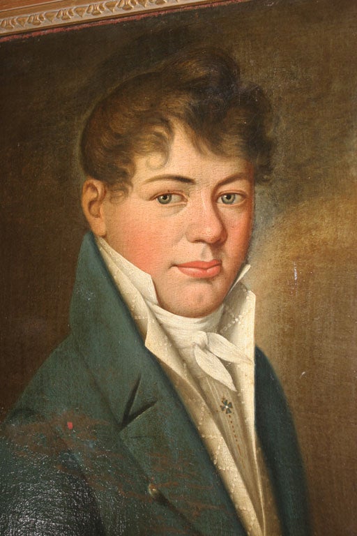 Canvas Oil Painting of Young Man Empire Period France 