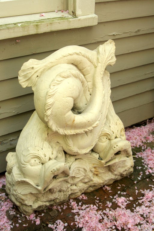 Pair Composition Dolphin Fountains In Good Condition For Sale In Woodbury, CT