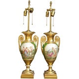 Pair of Porcelain  Mounted Urns