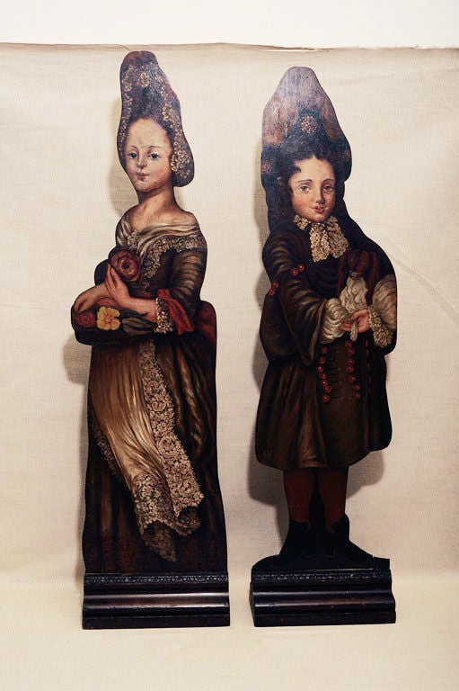 Pair of Victorian Painted Figural Dummy Boards, 19th Century 5