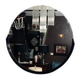 Art Deco Round Mirror with Lacquered Skyscraper Detail