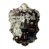 Venetian Style Shield Mirror with Gold Vein Details