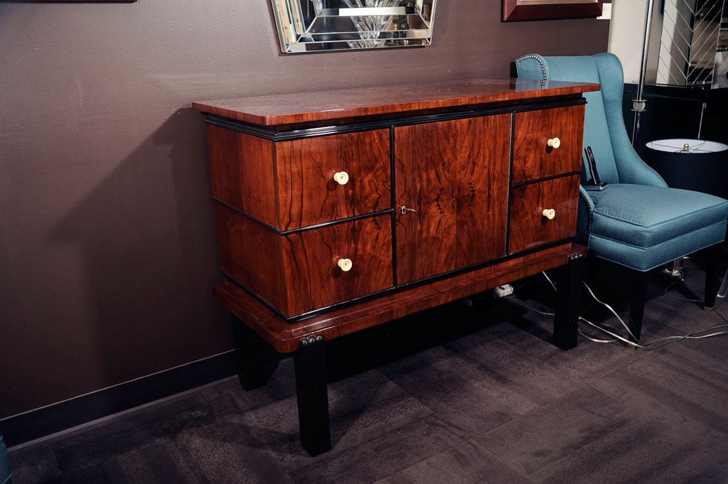 Art Deco Burled Walnut Cabinet with Ebonized Detailing