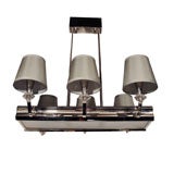 Art Deco Nickeled Bronze Six Arm Chandelier