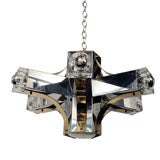 Mid Century Modernist Hexagonal Prism Chandelier by Sciolari