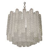 Venini Multi Tiered Chandelier with Textured Tubular Glass