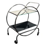 Art Deco Round Two Tier Chrome Bar Cart