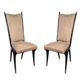 Set of Six Exceptional Dining Chairs with Sculptural High Backs