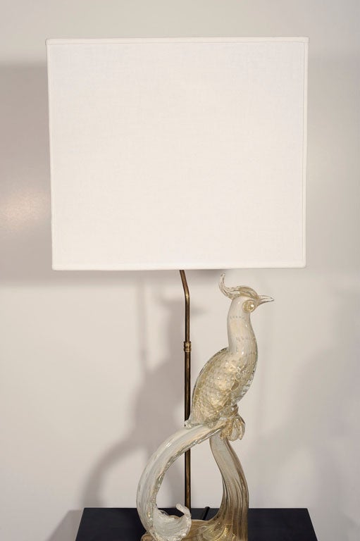 20th Century Murano Glass Exotic Bird Lamp