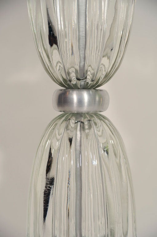 Brushed Machine Age Art Deco Stylized Hourglass Lamp by Russel Wright