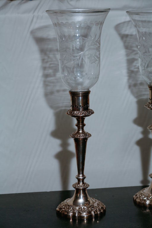 Pair of English Sheffield Plate Candle Stick Holders