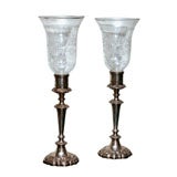 Antique Pair of English Sheffield Plate Candle Stick Holders