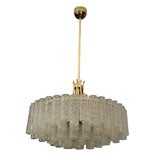 Tubular Venini Glass Chandelier with Four Tiers