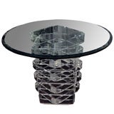 Stacked Lucite Table Base with a Glass Top