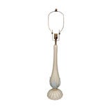 Single Tall "Off White" and Blue Leaves Murano Lamp