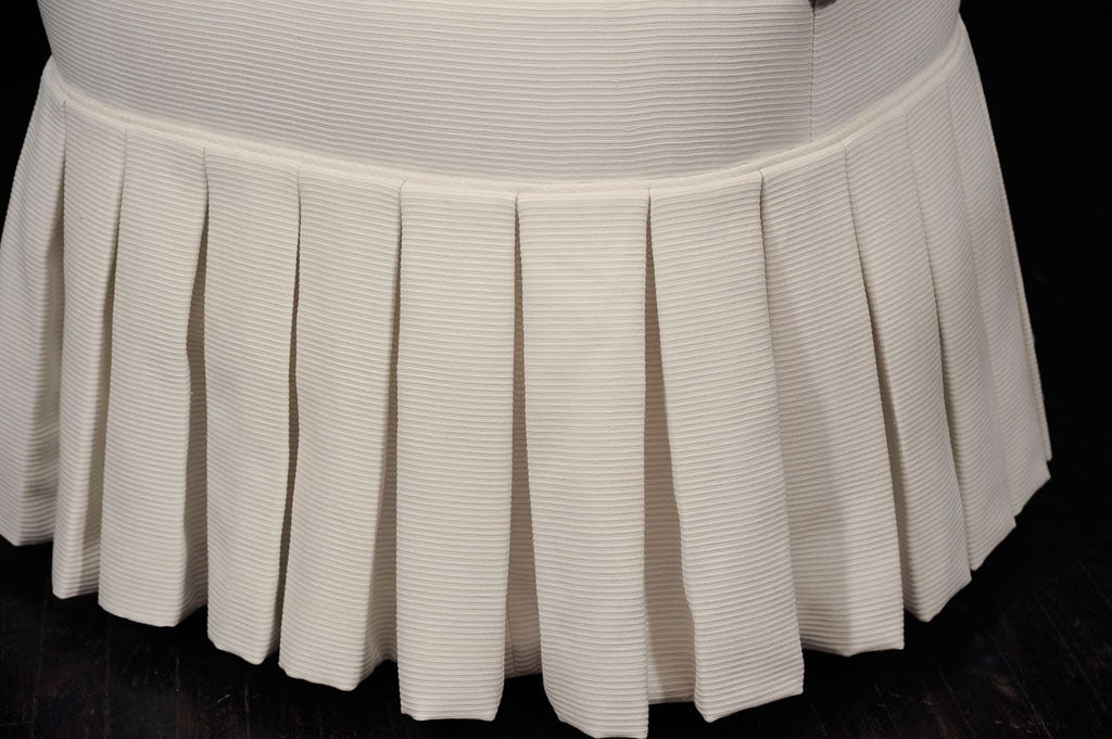 Vintage White Cotton Faille Vanity Seat with pleated skirt