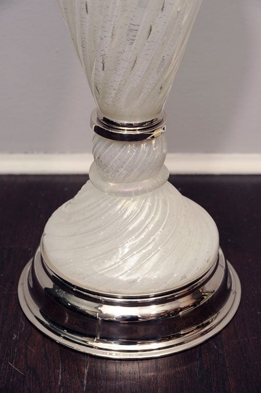 Pair of White Murano Lamps