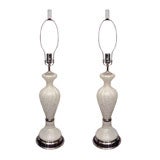 Pair of White Murano Lamps