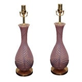 Pair of Pink Murano Lamps 7