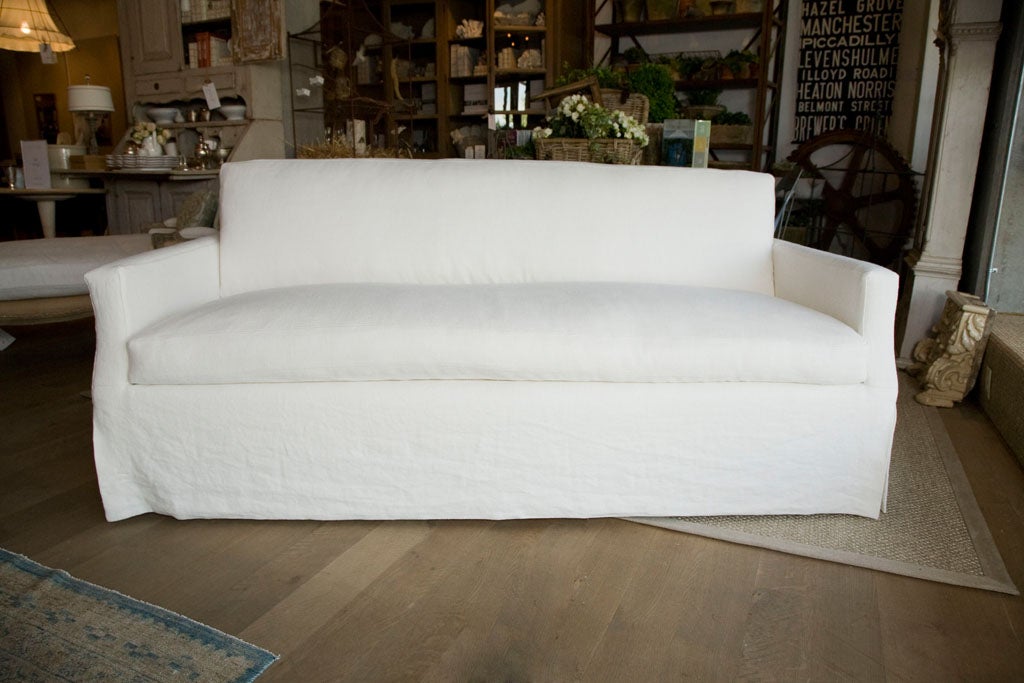 Belgian Inspired Slipcovered Sofa For Sale 5