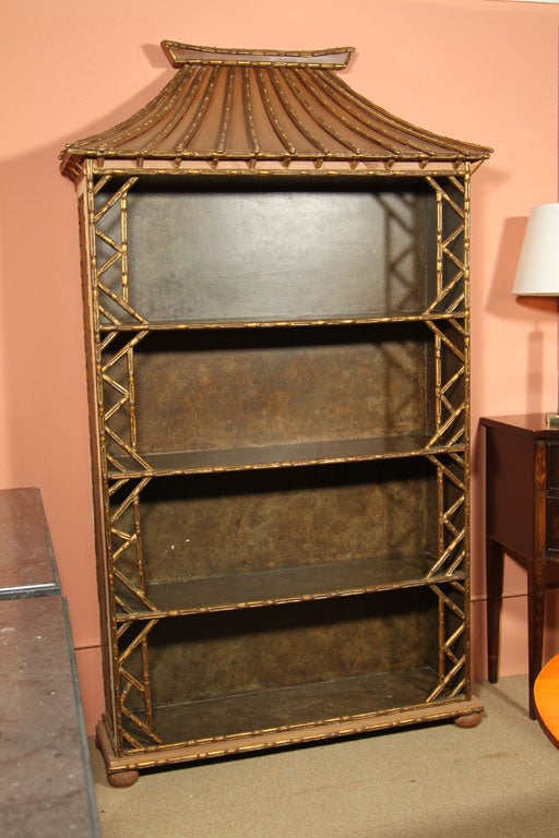 Pair of Pagoda Style Wall Units with faux bamboo