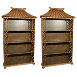 Pair of Pagoda Style Wall Units with faux bamboo