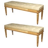 Pair of Jansen  Paint Decorated Upholstered Benches