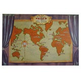 Large 1936 Philco Radio Advertising  Display Map of the World