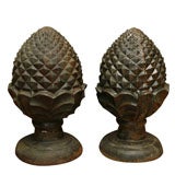 Pair of Large Cast Iron Pineapples