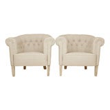 Pair of Buttoned Tub Chairs