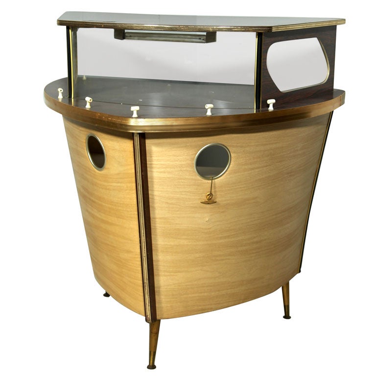Vintage  Dry Bar  in Shape of Bow of Boat Conversational Peice