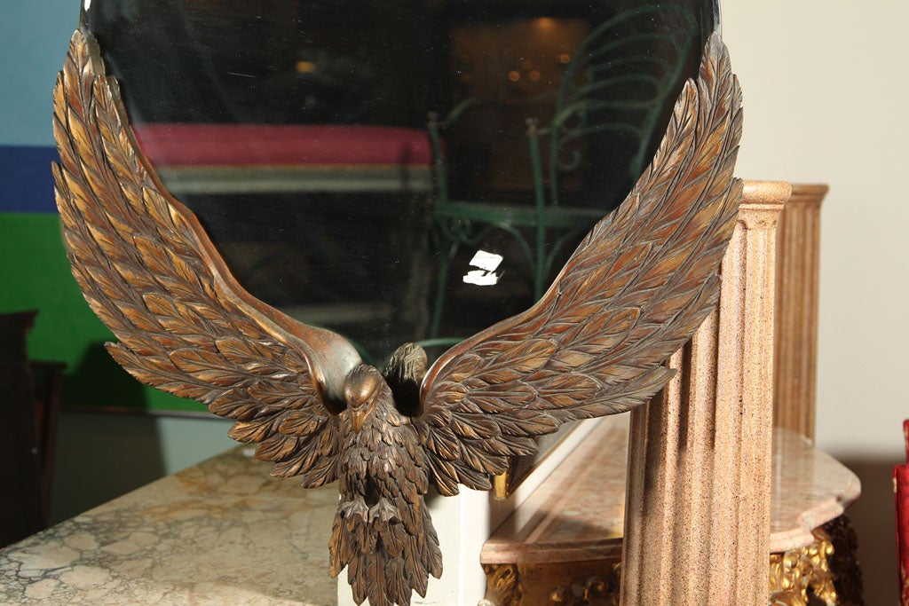 American 19th Century Carved Eagle with Mirror Back