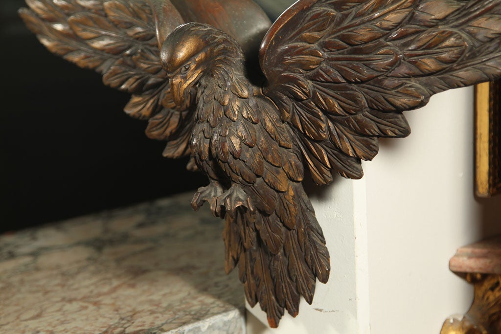 19th Century Carved Eagle with Mirror Back In Excellent Condition In Stamford, CT